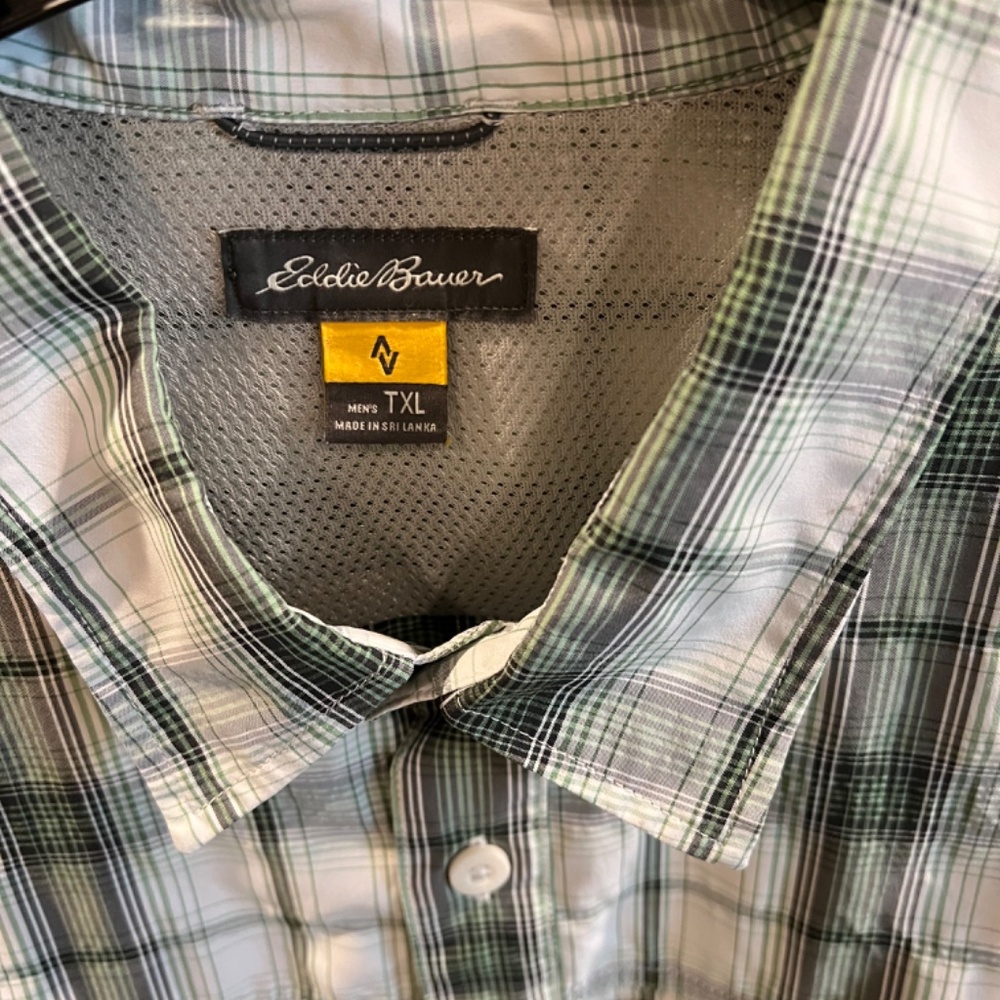 Eddie Bauer Plaid TRAVEX Short Sleeve Button Front Shirt Mens Size TXL - Picture 4 of 7